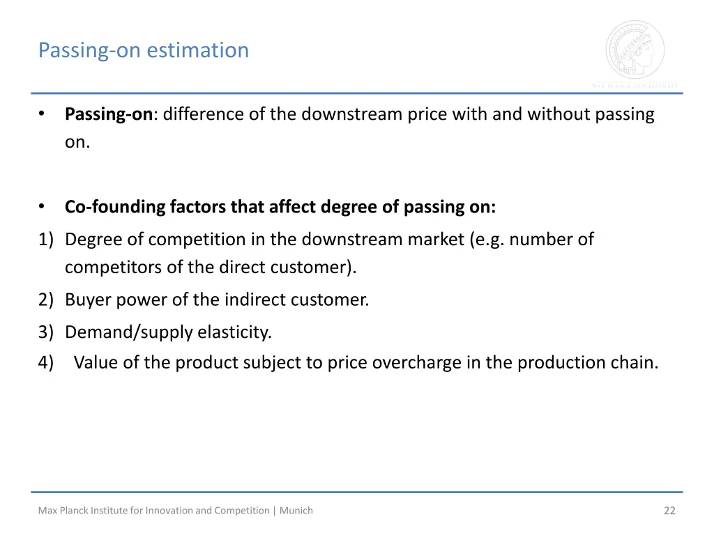 passing on estimation