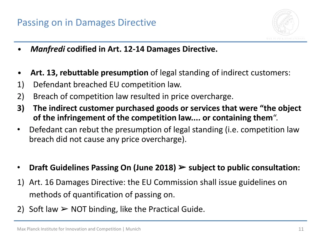 passing on in damages directive