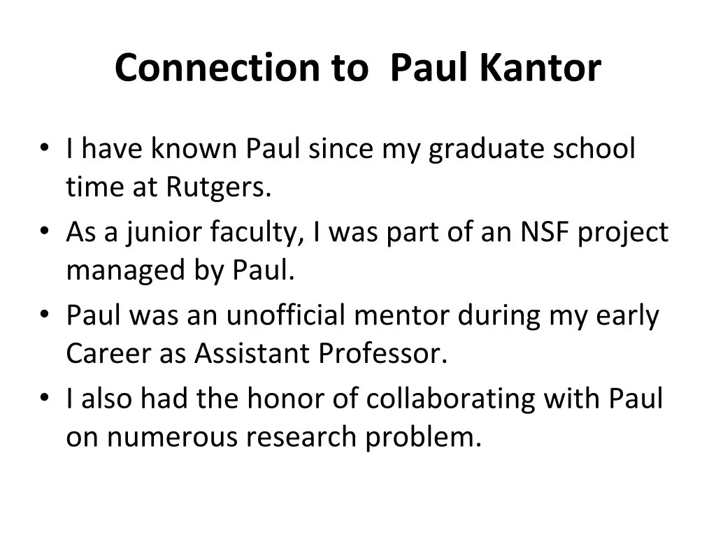 connection to paul kantor