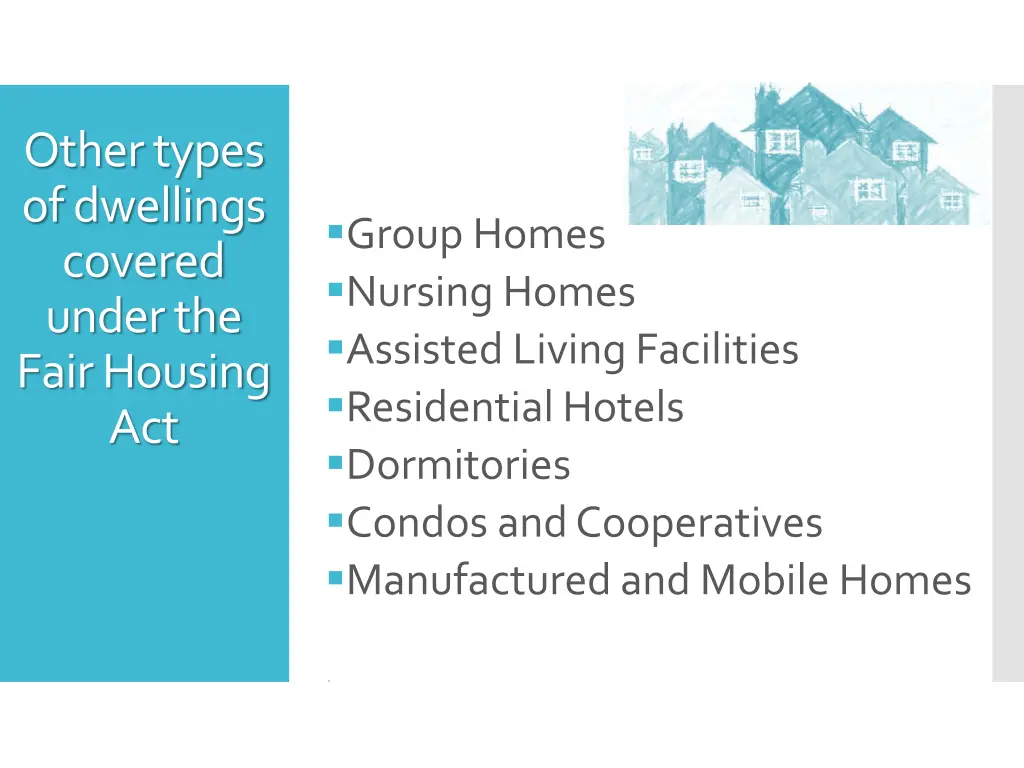 other types of dwellings covered under the fair