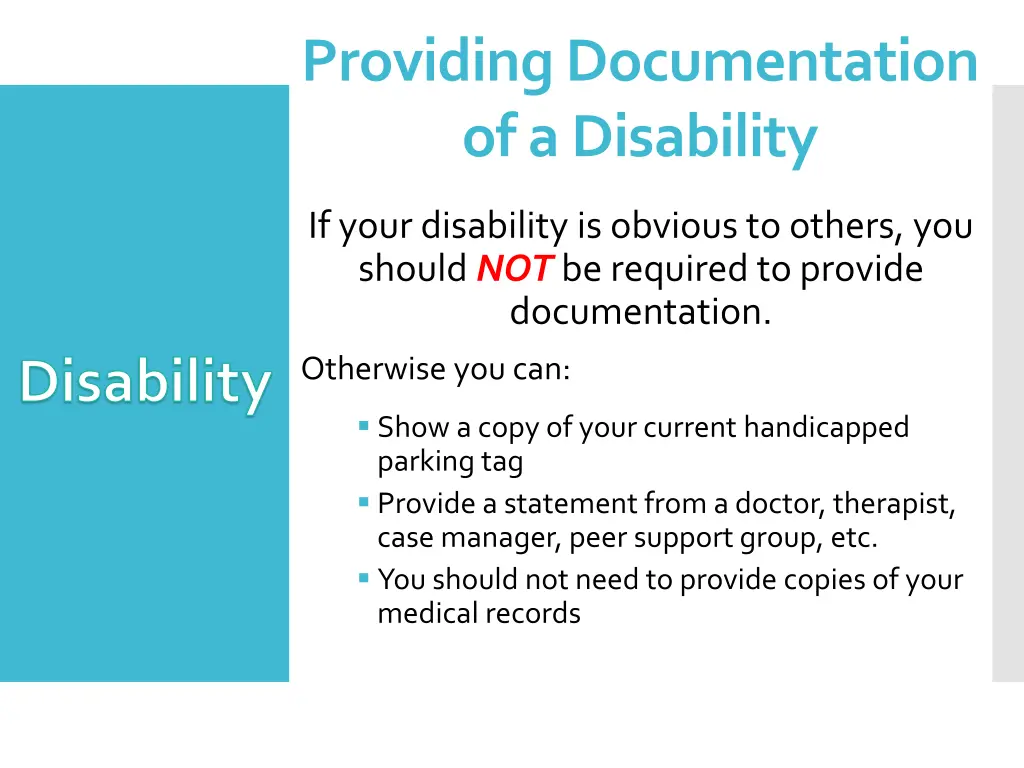 providing documentation of a disability 1