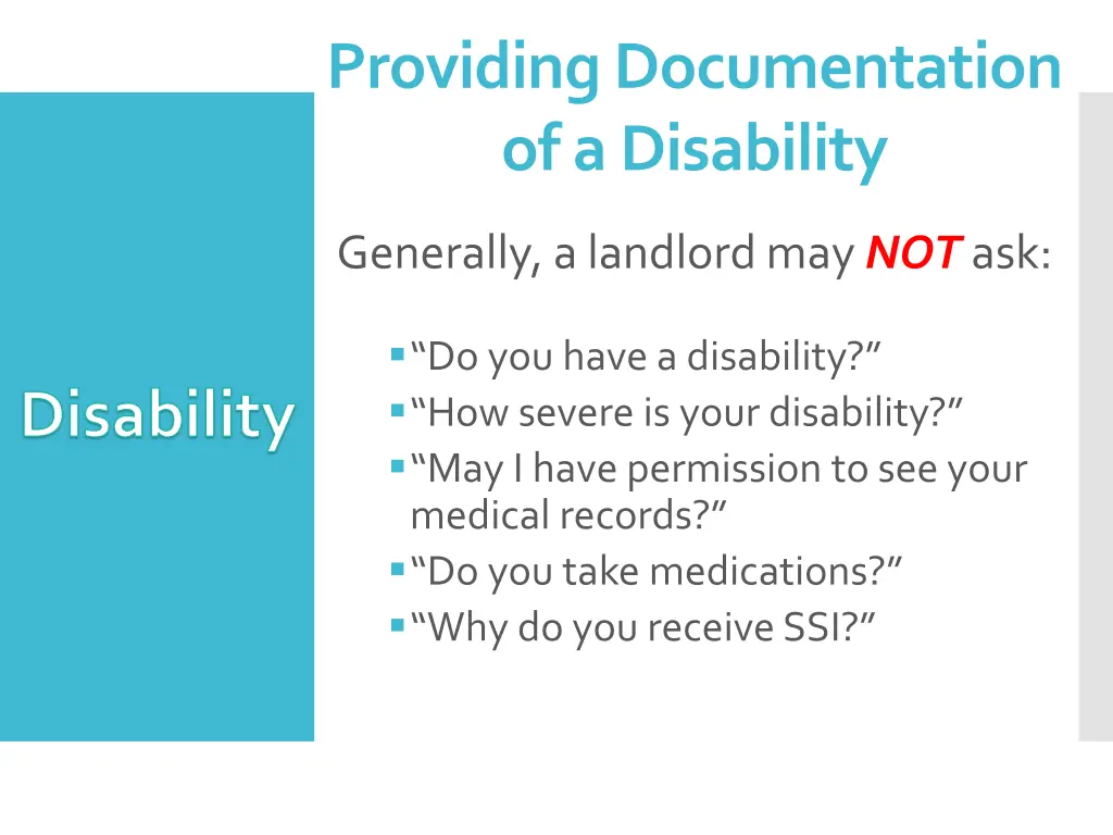 providing documentation of a disability