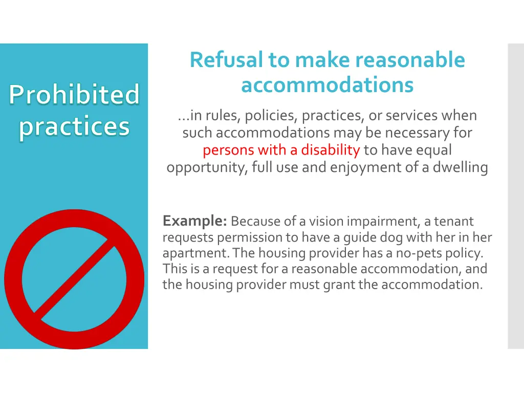 refusal to make reasonable accommodations