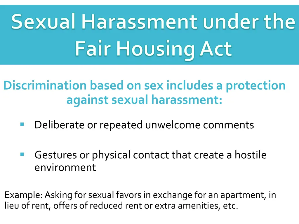 sexual harassment under the fair housing act