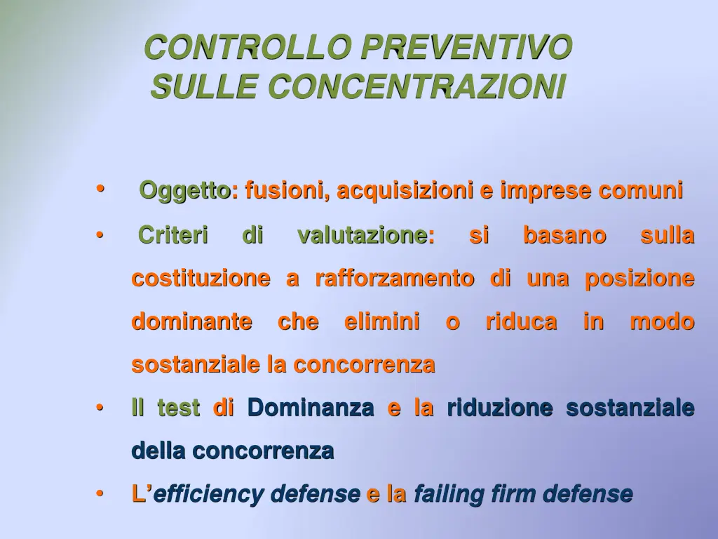 controllo preventivo sulle concentrazioni