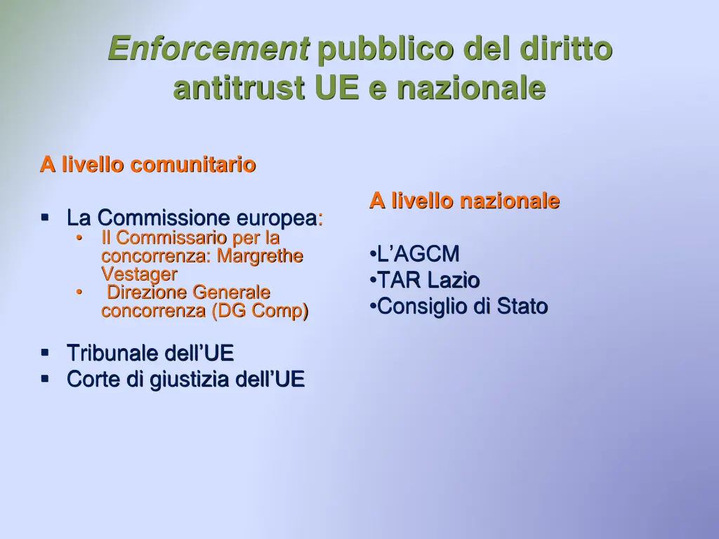 enforcement pubblico del diritto antitrust