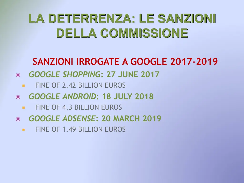 la deterrenza le sanzioni della commissione