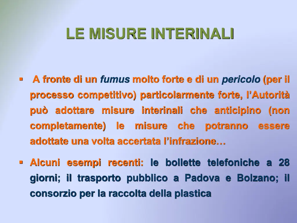 le misure interinali