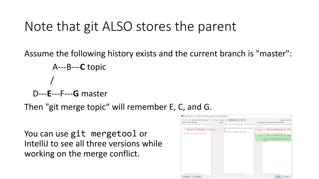 note that git also stores the parent