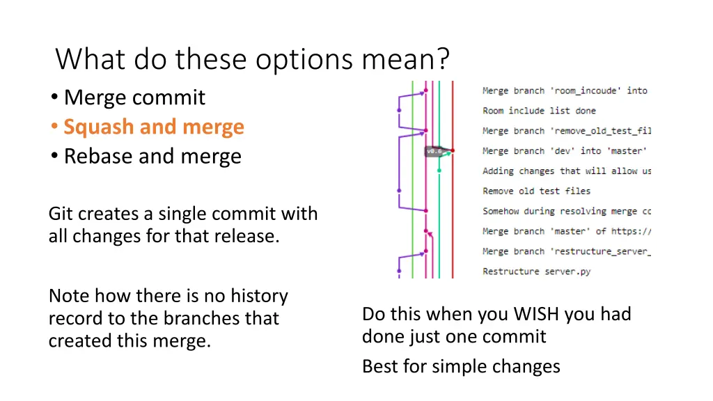 what do these options mean merge commit squash 1