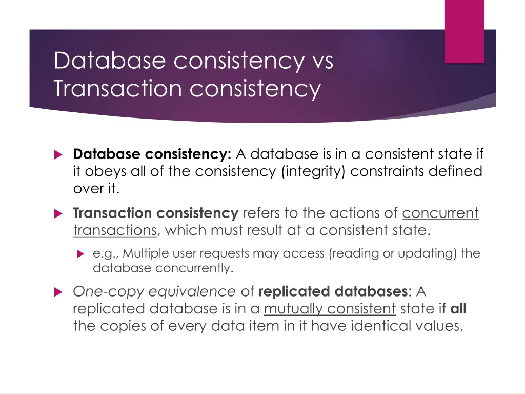 database consistency vs transaction consistency