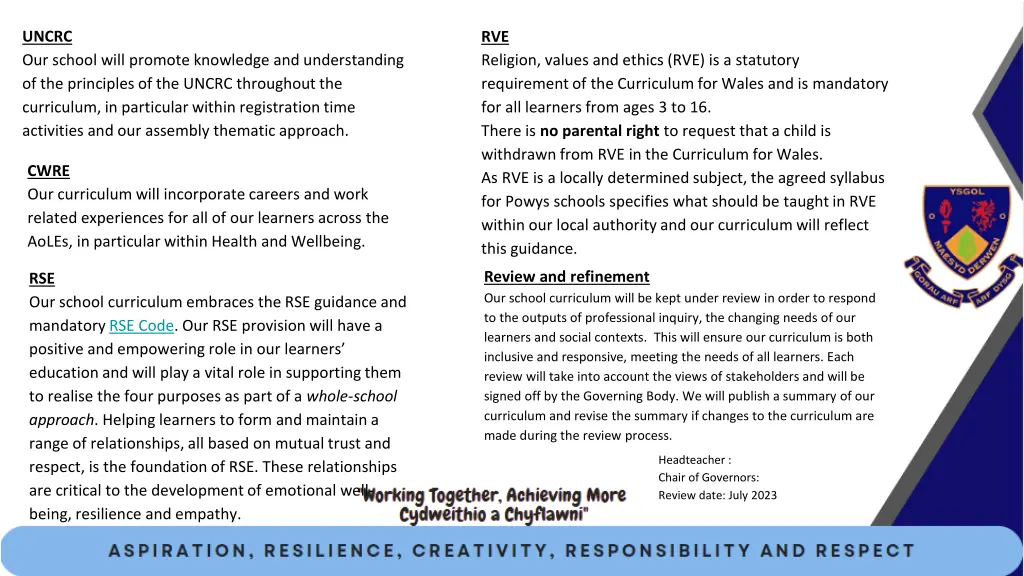 uncrc our school will promote knowledge