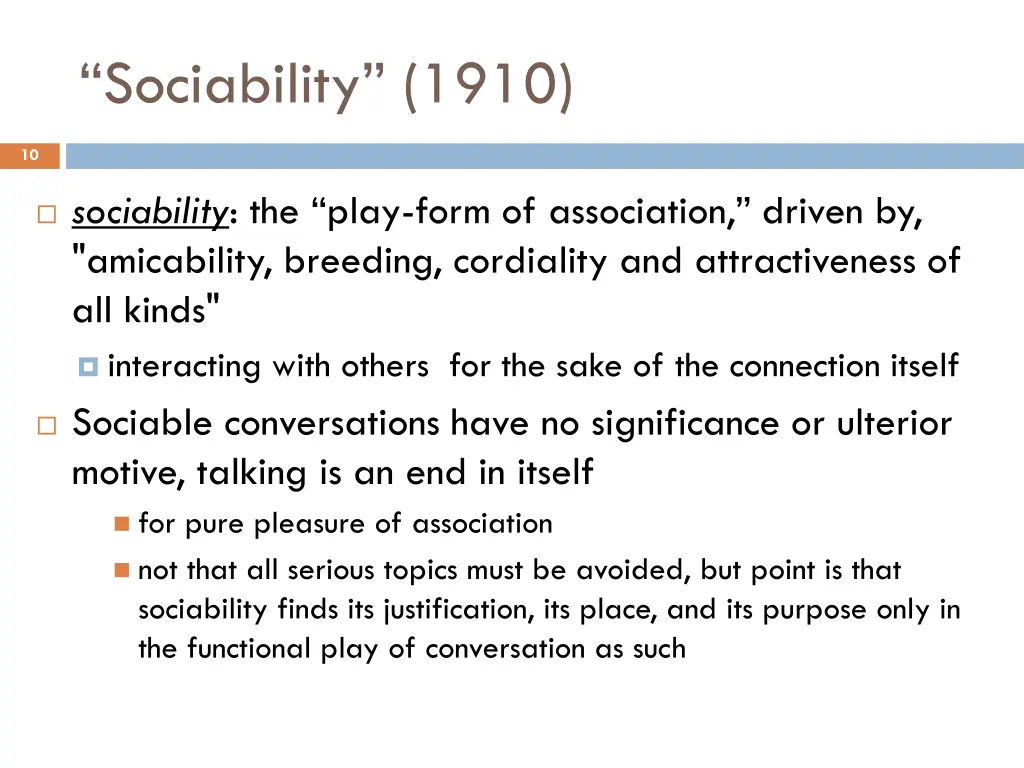 sociability 1910