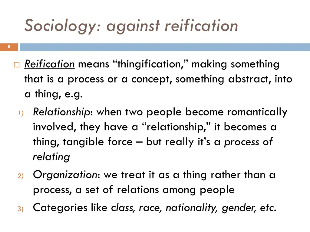 sociology against reification