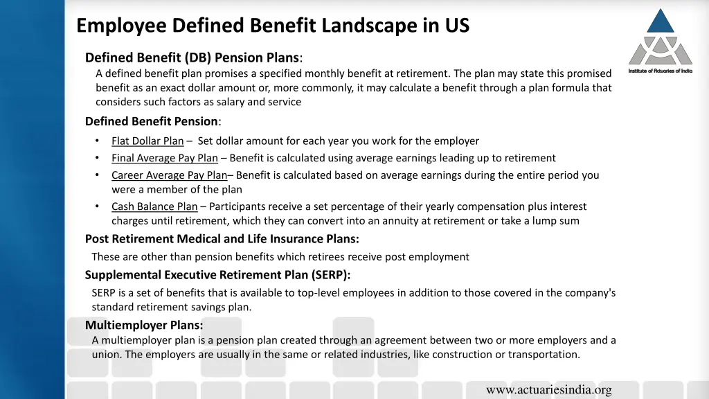 employee defined benefit landscape in us 1