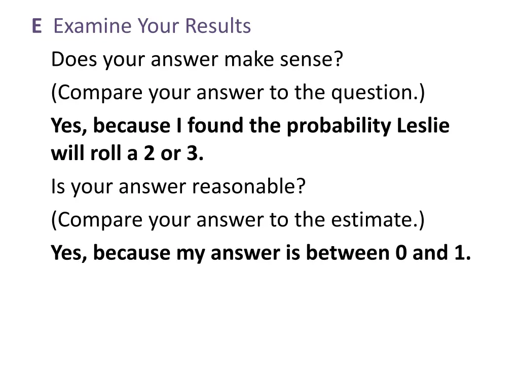 e examine your results does your answer make
