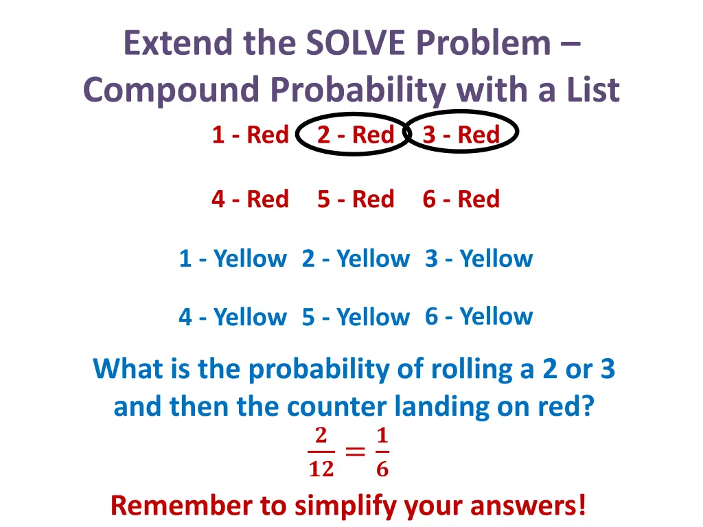 extend the solve problem compound probability 9