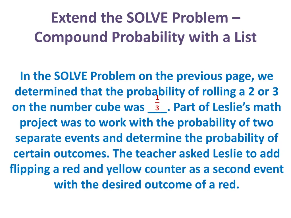 extend the solve problem compound probability