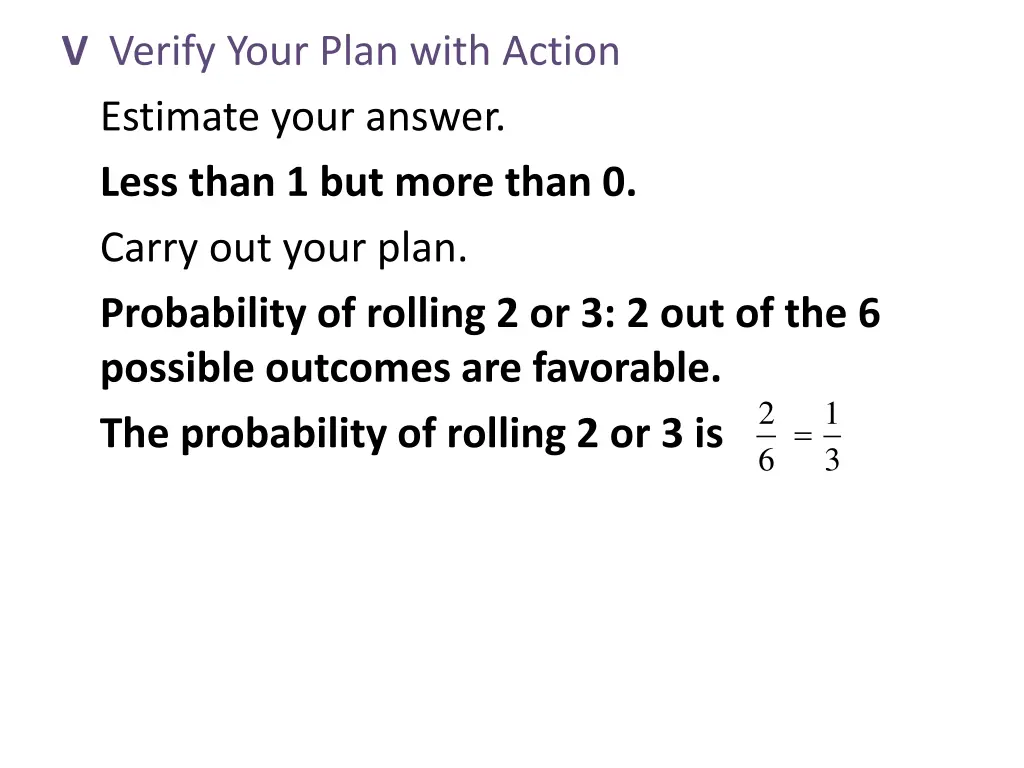 v verify your plan with action estimate your