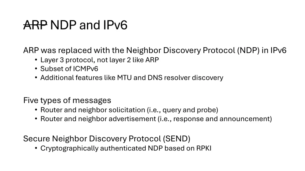 arp ndp and ipv6