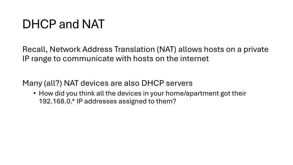 dhcp and nat