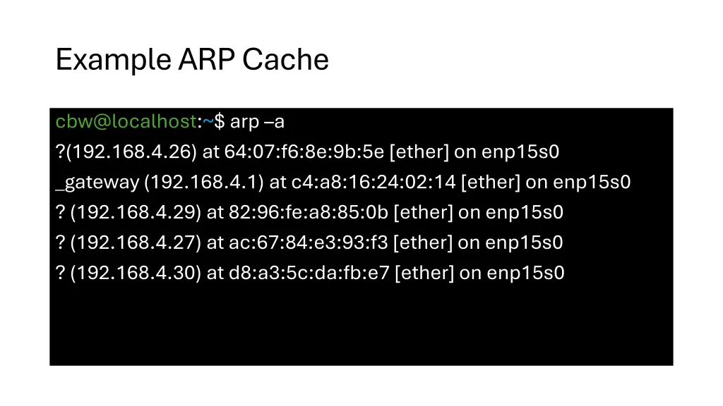 example arp cache