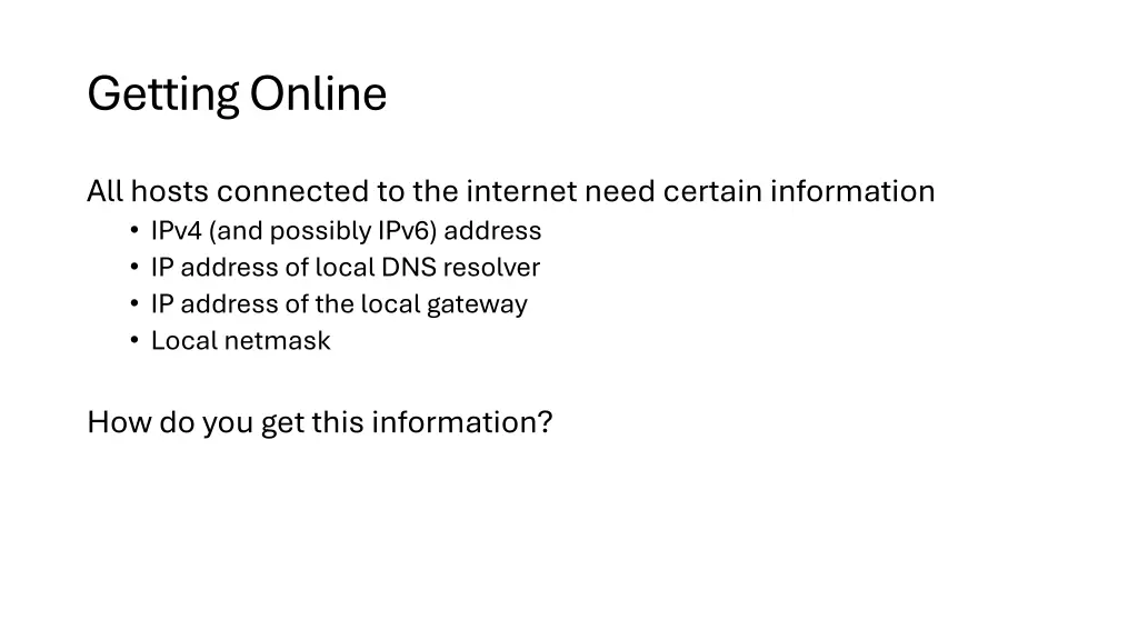 getting online