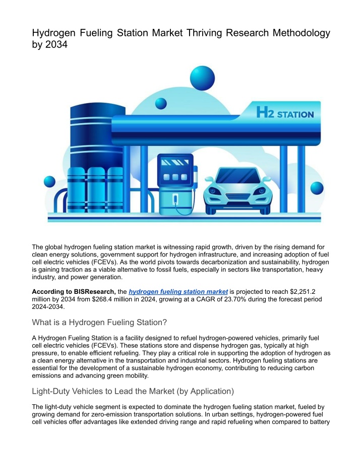 hydrogen fueling station market thriving research