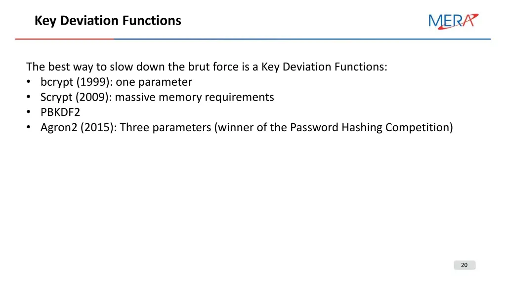key deviation functions