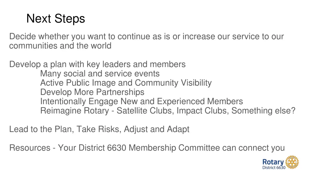 next steps
