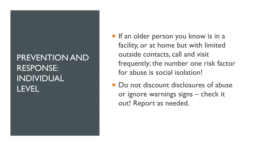 if an older person you know is in a facility