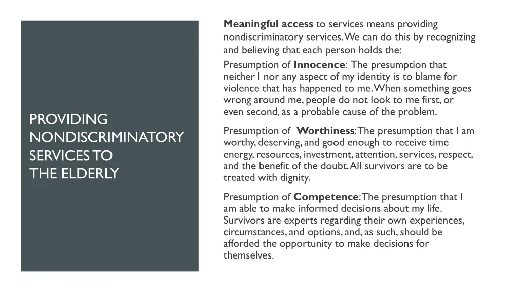 meaningful access to services means providing