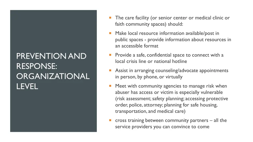 the care facility or senior center or medical