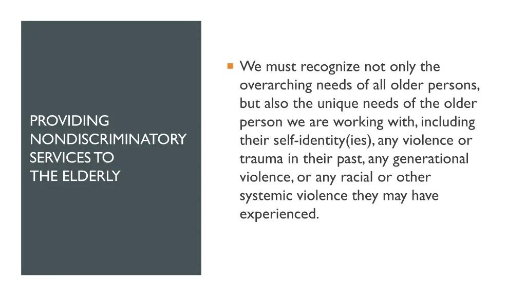 we must recognize not only the overarching needs