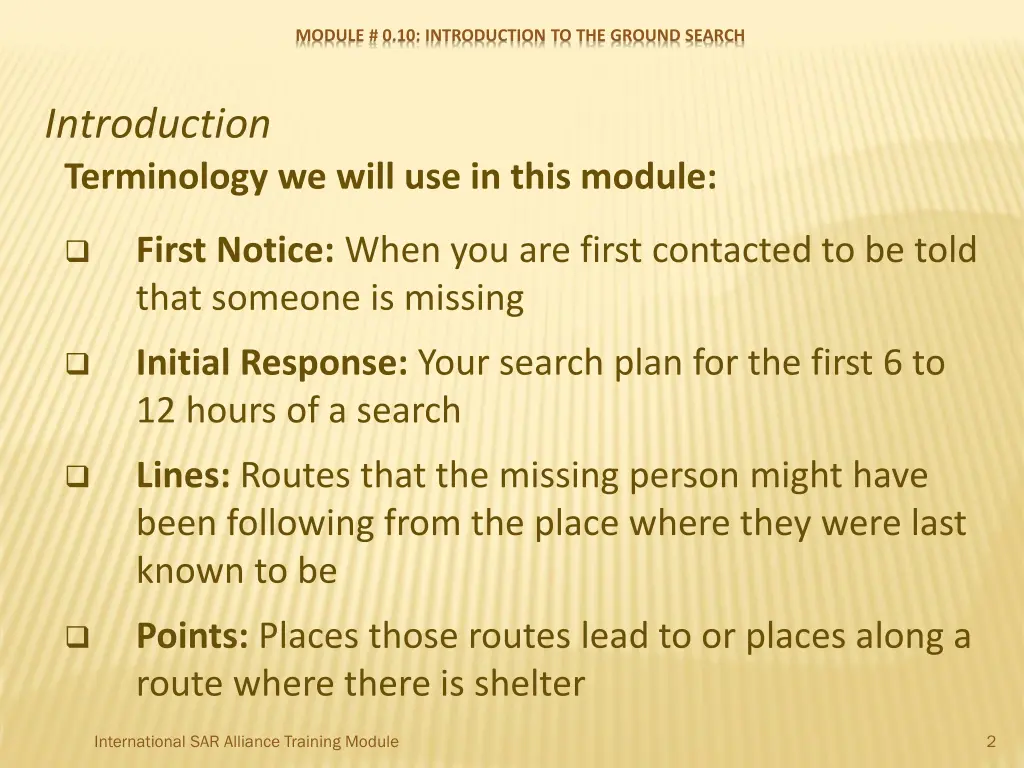 module 0 10 introduction to the ground search 1