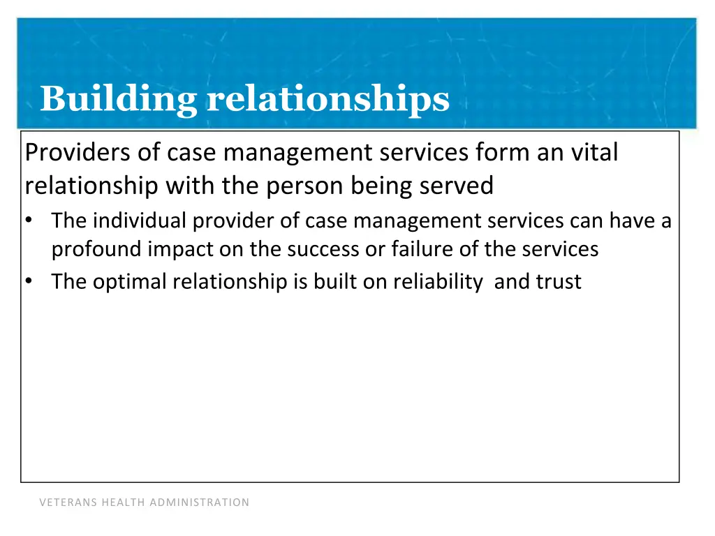 building relationships