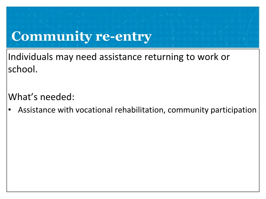 community re entry