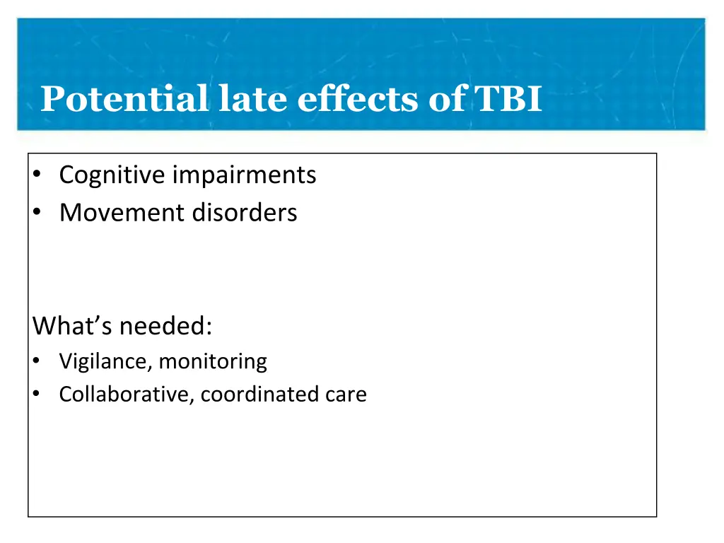 potential late effects of tbi