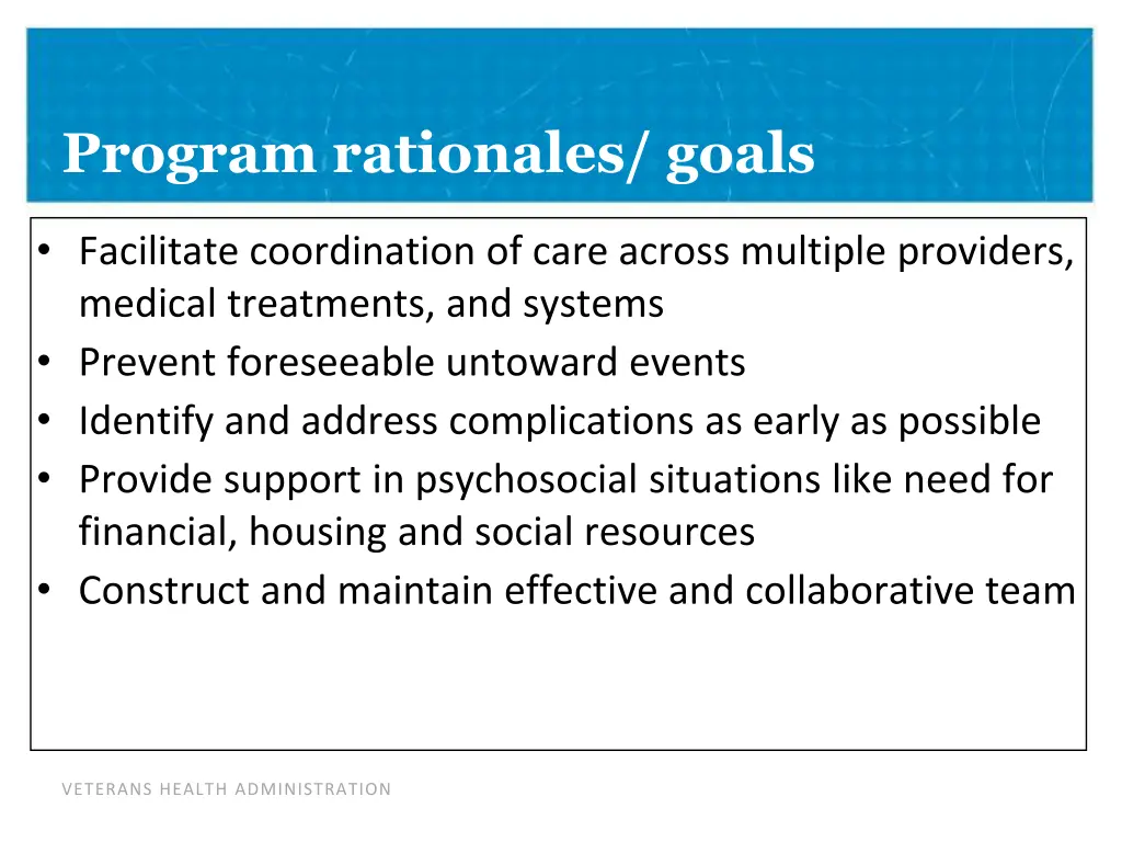 program rationales goals
