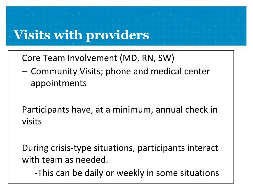 visits with providers