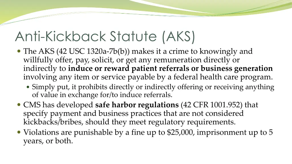 anti kickback statute aks the aks 42 usc 1320a