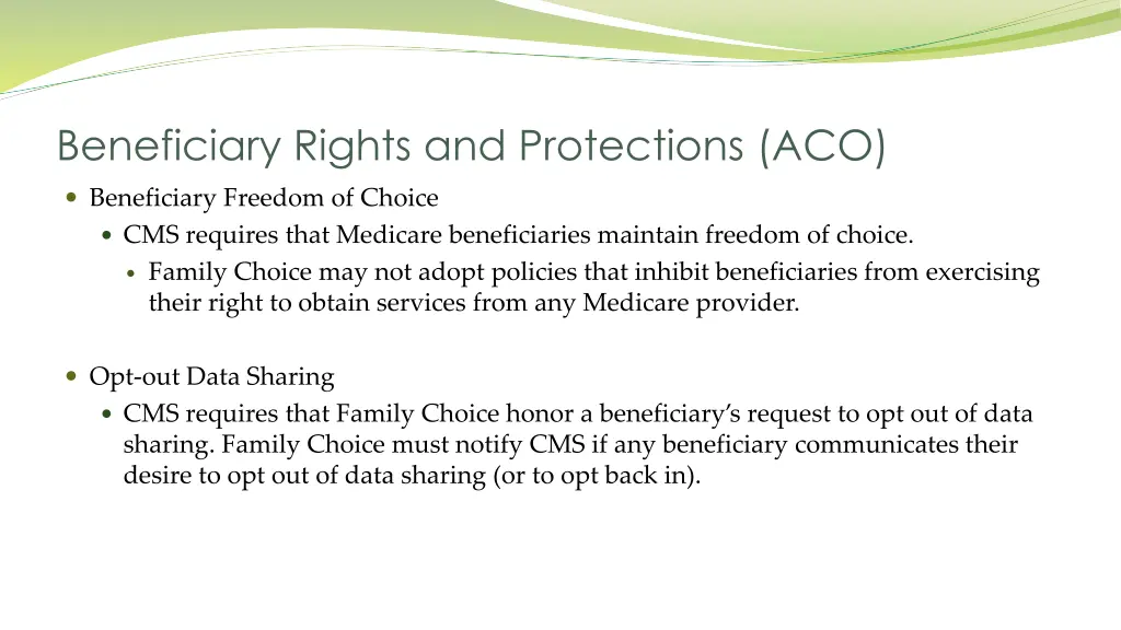 beneficiary rights and protections aco