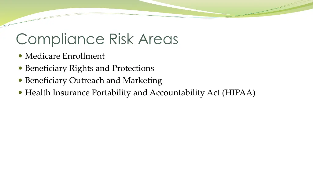 compliance risk areas