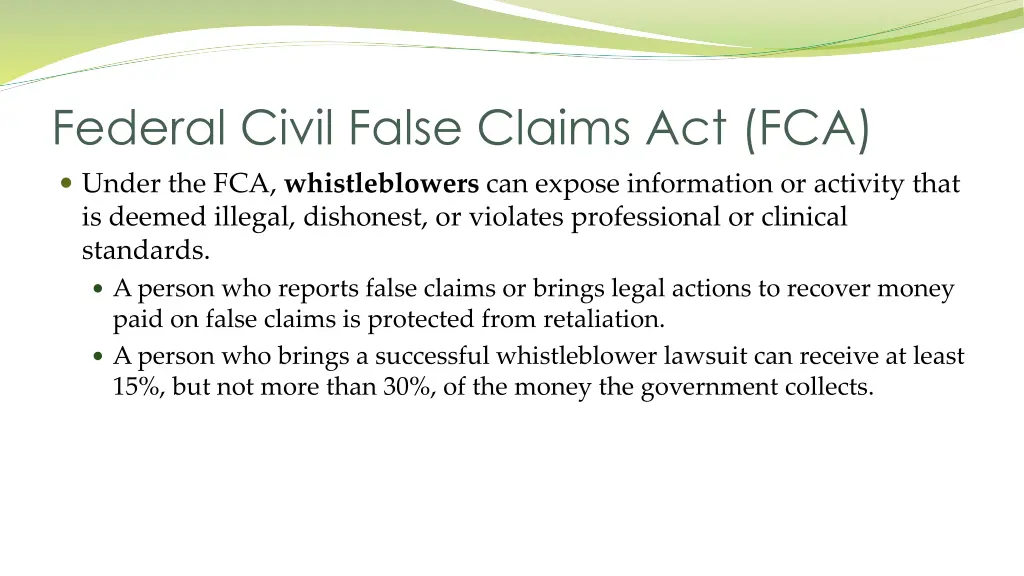 federal civil false claims act fca