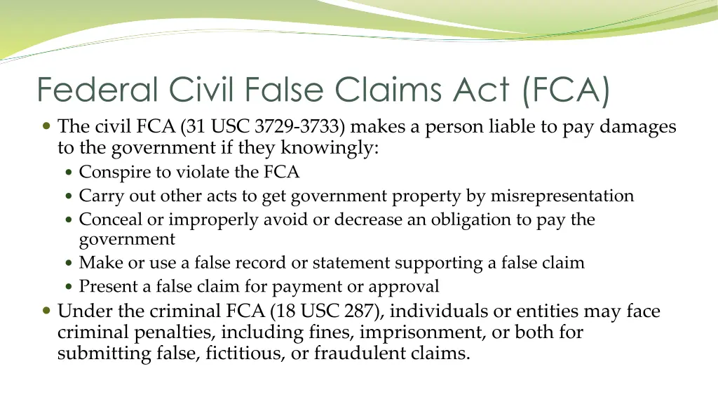 federal civil false claims act fca the civil