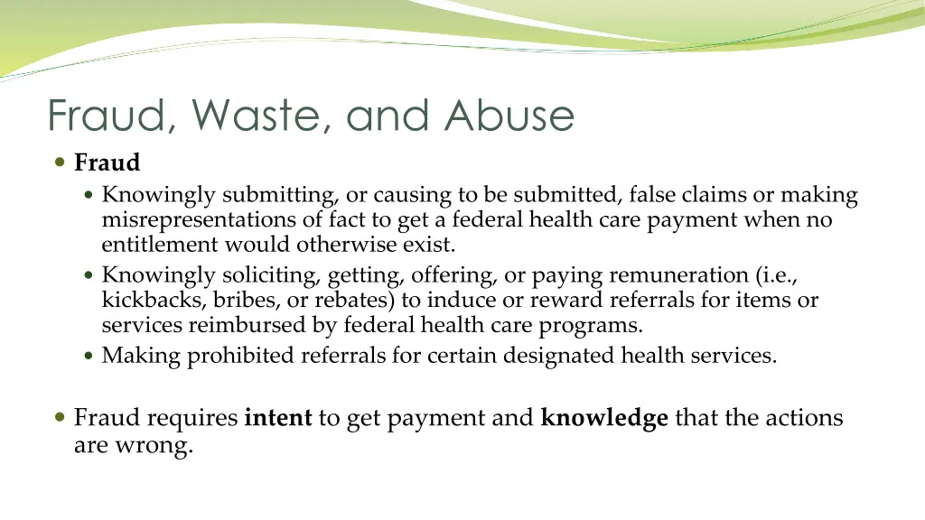 fraud waste and abuse fraud knowingly submitting