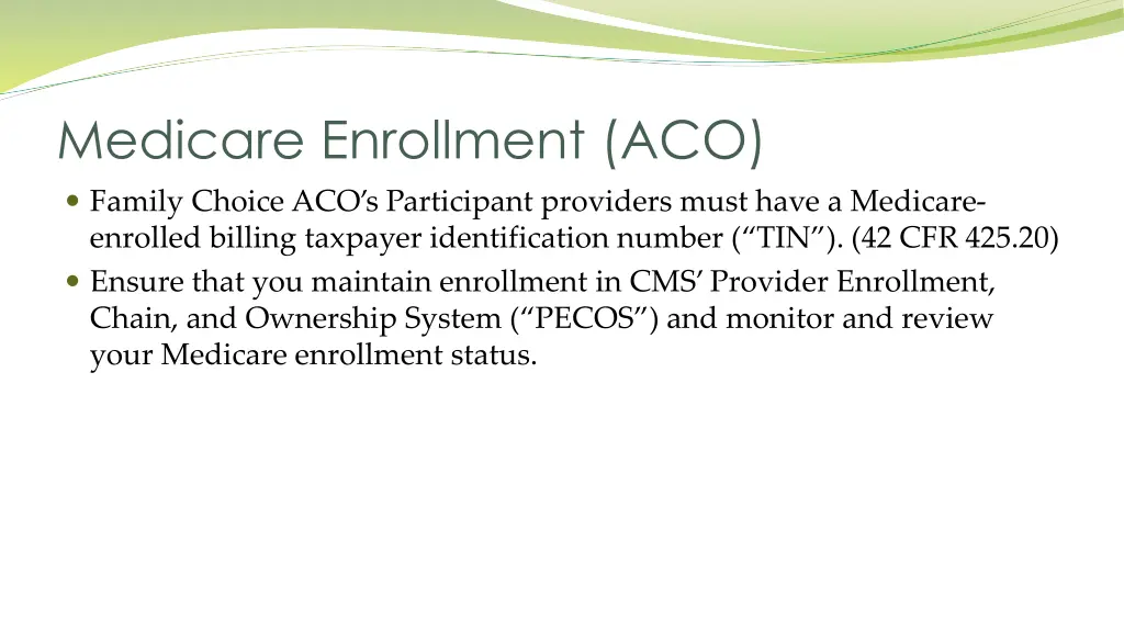 medicare enrollment aco