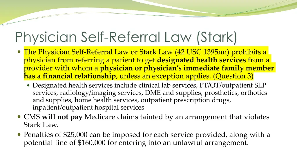 physician self referral law stark the physician