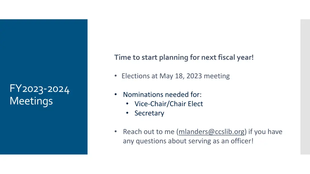 time to start planning for next fiscal year