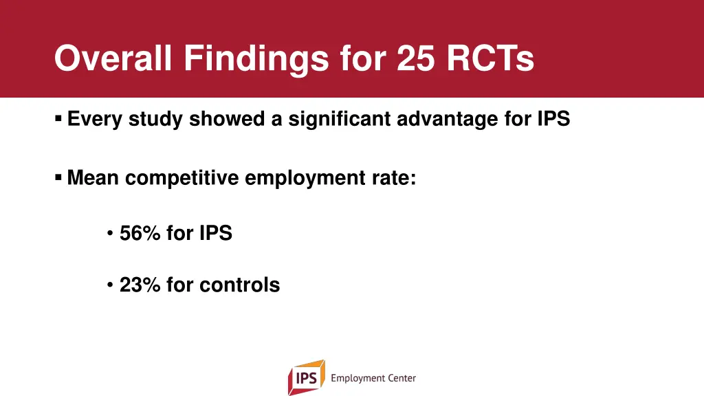 overall findings for 25 rcts